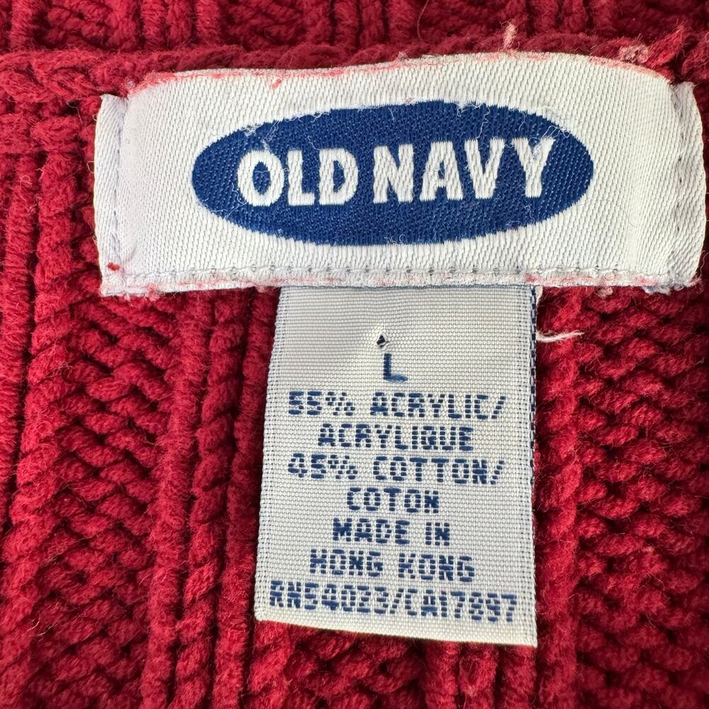 Vintage Y2K Old Navy Sweater Men Large Red Stripe Heavy Knit Skate Grunge 2001 - Picture 5 of 8
